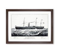 U.S. Mail Steam Ship by N. Currier Framed Print | A2 Walnut Framed Wall Art | Ready to Hang | Modern Vehicle Picture | Living Room Bedroom Lounge Office