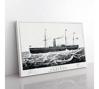 U.S. Mail Steam Ship By N. Currier Vintage Canvas Wall Art Print Ready to Hang, Framed Picture for Living Room Bedroom Home Office Décor, 60x40 cm (24x16 Inch)