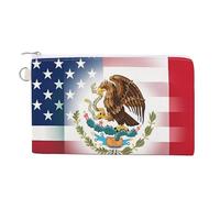 U.S. Mexico Flag Custom Canvas Coin Purse Change Wallet Bag Small Makeup Bags for Men Women 7.5 X 4.6 Inch