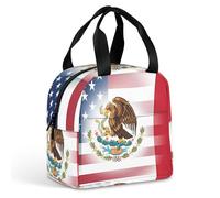 U.S. Mexico Flag Lunch Bag for Women Men Insulated Lunch Box Reusable Lunch Tote for Work Picnic Travel