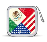 U.S. Mexico Flag Trendy CD Case Hard Plastic Portable DVD Storage Binder Wallet for Car Home Office