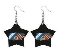 U.S. Mexico Honduras Flag Artistic Wooden Earrings Pendant Vintage Earring Hooks Trendy Vacation Dangle Boho Eardrop Circular