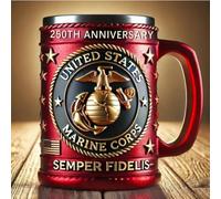 U.S. Military 250th Anniversary Commemorative 3D Coffee Mug Collection, Marine Corps, Army, Navy Designs (Marine Corps)
