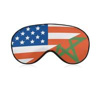 U.S. Morocco Half Flag Cute Sleep Mask for Women Men Light Blocking Eye Shade Cover with Adjustable Elastic Strap