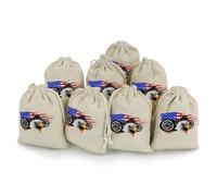 U.S. Motorcross Flag With Bald Eagle Reusable Drawstring Bags 8 Pcs Jewellery Favour Pouch Christmas Halloween Candy