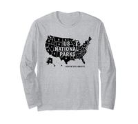 U.S. National Parks Map Retro Adventure Awaits Long Sleeve T-Shirt