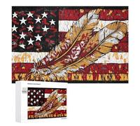 U.S. Native Flag Native Tribe Feather Stylish Adults Jigsaw Puzzle Funny Wooden Intelligent Game Art Home Decor