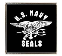 U.S. Navy Seals Military Silver Colour Square Badge With A Velveteen Bag