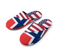U.S. Norway Flag Men's Flannel Slipper Soft Comfy House Shoes Non Slip Winter Warm Indoor Outdoor Slippers