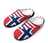 U.S. Norway Flag Women‘s Cotton Slipper Comfortable Cozy Plush Slippers Anti-Skid Indoor House Closed Toe Shoes