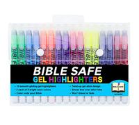 U.S. Office Supply Bible Safe Gel Highlighters - 8 Bright Neon Highlight Colors in 16 Marker Set - Won't Bleed, Fade or Smear - Study Guide