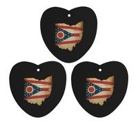 U.S. Ohio State Map Flag 3 PCS Car Air Freshener Hanging Aromatherapy Tablets Automotive Ornament for Auto Room Bathroom Bedside Love form