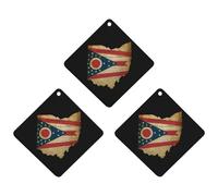 U.S. Ohio State Map Flag 3 PCS Car Air Freshener Hanging Aromatherapy Tablets Automotive Ornament for Auto Room Bathroom Bedside Rhombus