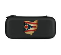 U.S. Ohio State Map Flag Compatible with Switch Carrying Case Waterproof Protective Travel Bag with 15 Game Card Slots