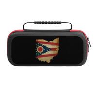 U.S. Ohio State Map Flag Compatible with Switch Carrying Case Waterproof Protective Travel Bag with 20 Game Card Slots