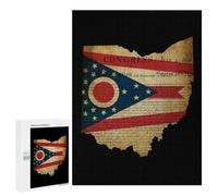 U.S. Ohio State Map Flag Wooden Jigsaw Puzzles for Adults Funny Brain-Teasing Game Idea Puzzle Gift