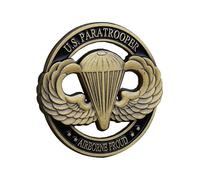 U.S. Paratrooper Commemorative Coin - Airborne Challenge Coin with Parachute and Wing Emblem, Hollow-Cut Iron Design - Military Collector Coin Honoring Army Airborne Units