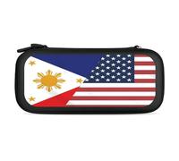 U.S. & Philippine Flag Storage Bag Compatible with Switch Portable Carrying Case Protector Bags with 15 Games Accessories