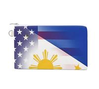 U.S. Philippines Flag Custom Canvas Coin Purse Change Wallet Bag Small Makeup Bags for Men Women 7.5 X 4.6 Inch