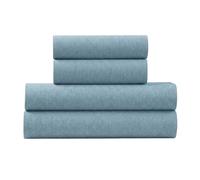 U.S. Polo Assn. All Season, Soft and Cozy T-Shirt Material, 1800 Thread Count 4-Piece Cotton Rich Jersey Sheet Set (Cameo Blue, Queen)