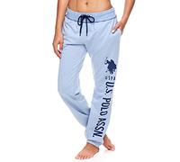 U.S. Polo Assn. Essentials Womens French Terry Jogger Lounge Sleep Sweatpants with Pockets Pajamas Blue Yonder Heather with Navy Blue Print 2 X-Large