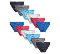 U.S. Polo Assn. Men's Bikini Briefs - 12 Pack Classic Bikini Underwear Briefs for Men (Available in Big and Tall, S-3XL), Red/Blue/Heather Grey/Magenta, S