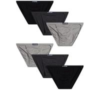 U.S. Polo Assn. Mens Bikini Underwear - 6 Pack Cotton Blend String Classic Stretch Mens Brief with Contour Pouch, Black/Heather Grey/Charcoal Heather-6pk, L