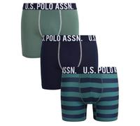 U.S. Polo Assn. Mens Boxer Briefs - 3 Pack Moisture Wicking Performance Mens Underwear Boxers with Contour Pouch (S-XL), Green/Print/Maritime Blue, M