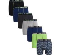 U.S. Polo Assn. Mens Boxer Briefs - 7/14 Pack Super Soft Mens Underwear - Moisture Wicking Performance Boxers for Men (S-XL), Grey/Blue/Black/Green-7pk, XL