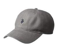U.S. POLO ASSN. Men's Cotton Adjustable Curved Brim Baseball Cap with Embroidered Small Pony Logo, Silver, One Size