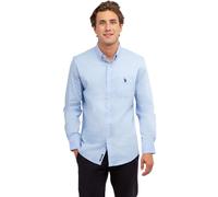 U.S. Polo Assn. Men's Long Sleeve Classic Fit 1 Pocket Solid Stretch Poplin Woven Shirt, Windsurfer Blue, S