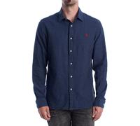 U.S. Polo Assn Mens Long Sleeve Cotton and Linen Shirt US41104030 - Blue - Size 2XL