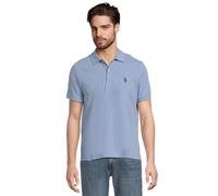 U.S. Polo Assn. Mens Men's Slim Fit Solid Pique Polo Shirt, (Medium Vista Blue Heather)