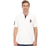U.S. Polo Assn. Men's Multi Color Logo Solid Pique Polo, White, X-Large