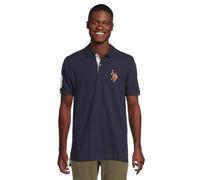 U.S. Polo Assn. Men's Multicolor Double Rider Logo Solid Pique Polo, Classic Navy/White, Medium