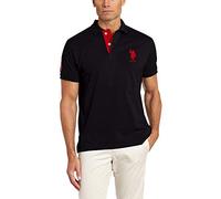 U.S. Polo Assn. Men's Short Sleeve Solid Slim Fit Pique Polo Shirt, Black, XL