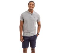 U.S. Polo Assn. Men's Slim Fit Solid Pique Polo Shirt, Two Button Casual Athletic Golf Polo Shirt For Men, Heather Gray, Medium