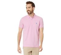 U.S. Polo Assn. Men's Slim Fit Solid Pique Polo Shirt, Two Button Casual Athletic Golf Polo Shirt For Men, Pink Hour, XXL