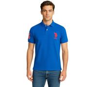 U.S. POLO ASSN. Mens Slim Fit Solid Polo Shirt, Blue Raft/Engine Red, XXL