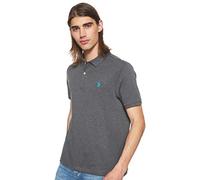 U.S. Polo Assn. Men's Solid Interlock Polo, Heather Dark Gray, Large