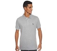 U.S. Polo Assn. Men's Solid Interlock Short-Sleeve Polo Shirt, Heather Gray, Large