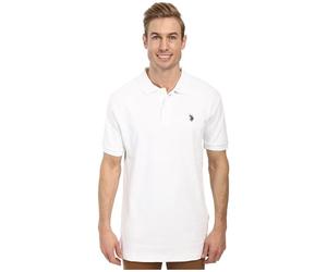 U.S. Polo Assn. Men's Solid Interlock Short-Sleeve Polo Shirt, White, Large