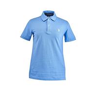 U.S. Polo Assn. Men's Solid Polo with Small Pony, Surf Blue/Yellow, Small