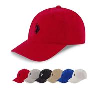 U.S. Polo Assn. Men's U.s Polo Assn. Cotton Adjustable Curved Brim With Embroidered Small Pony Logo Baseball Cap, Red, One Size UK