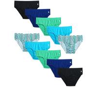U.S. Polo Assn. Men's Underwear - 10 Pack Low Rise Cotton Comfort Brief - Underwear Briefs for Men (Sizes: S-XL), White Print/Scuba Blue/Jade/Cream, XL