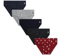 U.S. Polo Assn. Men's Underwear - 5 Pack Low Rise Cotton Brief with Contour Pouch - Underwear Briefs for Men (Sizes: S-XL), Blue/Grey/Charcoal/Ruby Red Print, M