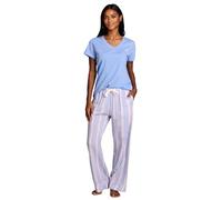 U.S. Polo Assn. Pajama Sets for Women 2 Piece, PJ Sets for Women with Knit Sleep Tee and Woven Pajama Pants with Pockets, Blue Heather, L