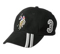 U.S. POLO ASSN. Unisex's Dad Hat, Embroidered Horse Logo Adjustable Adult Baseball Cap with Diagonal Accent Stripes, Black, One Size