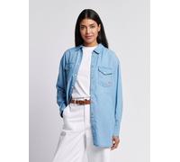 U.S. POLO ASSN. Women's Chambray Overshirt in Light Blue | Size: XL U.S. POLO ASSN. Light Blue XL