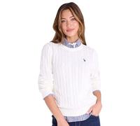 U.S. Polo Assn. Women's Crew Neck Sweaters - Raglan, Cable Knit & Striped, Egret, L